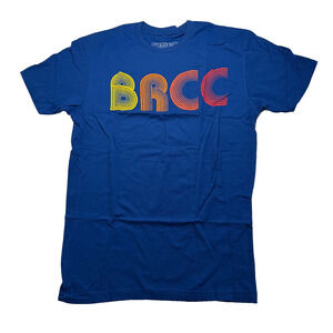 Black Rifle Coffee Co Men’s Small Blue BRCC Retro Neon Logo Graphic Tee NWOT